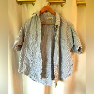 Madewell blue and white strip top